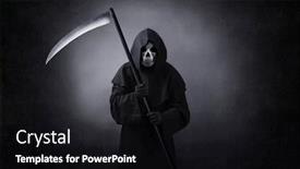  Presentation with grim reaper - Amazing PPT layouts having grim-reaper-with-scythe backdrop and a black colored foreground