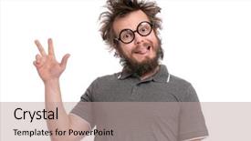  Presentation with haircut - Presentation theme consisting of strabismus - crazy bearded man with funny background and a coral colored foreground