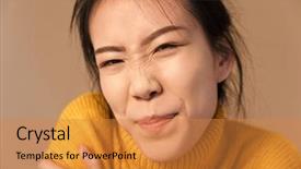  Presentation with funny - Presentation design enhanced with grimace - image closeup of funny asian background and a  colored foreground