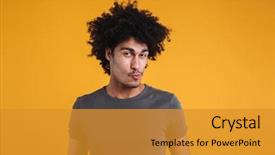  Presentation with afro - Audience pleasing PPT layouts consisting of grimace - portrait of a funny young backdrop and a  colored foreground