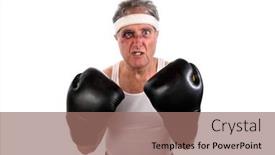  Presentation with old black men - PPT theme featuring grimacing-older-man-fighter background and a coral colored foreground