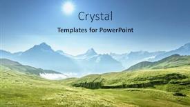  Presentation with first - Beautiful presentation theme featuring grindelwald-valley-from-the-top backdrop and a light blue colored foreground