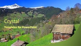  Presentation with switzerland - PPT theme consisting of grindelwald-village-berner-oberland-switzerland background and a tawny brown colored foreground