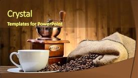  Presentation with coffee beans - Theme with grinder - still life with coffee beans background and a tawny brown colored foreground