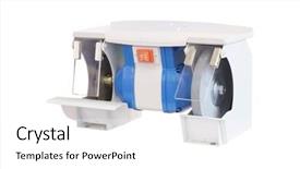  Presentation with machine to machine - Audience pleasing PPT theme consisting of grinder machine under the white backdrop and a  colored foreground