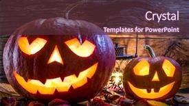  Presentation with lantern - Beautiful PPT theme featuring grinning pumpkin lantern or jack backdrop and a tawny brown colored foreground