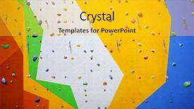  Presentation with climbing - Colorful slide set enhanced with grip - climbing wall with artificial boulders backdrop and a gold colored foreground