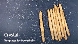  Presentation with turkish bread tiny bread sesame - PPT theme with grissini bread sticks with sesame background and a ocean colored foreground