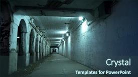  Presentation with train bridge - Colorful PPT theme enhanced with gritty dark chicago city street backdrop and a ocean colored foreground