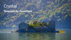  Presentation with lake - Audience pleasing theme consisting of grmozur-fortress-lake-skadar-montenegro backdrop and a ocean colored foreground