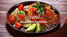  Presentation with leafy vegetables farm to table - PPT theme consisting of groats-with-lentils-and-vegetables background and a tawny brown colored foreground