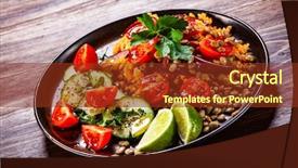  Presentation with lentils - PPT theme featuring groats with lentils and vegetables background and a tawny brown colored foreground