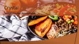  Presentation with farm to table leafy vegetables - Presentation design consisting of groats with lentils and vegetables background and a  colored foreground