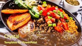  Presentation with leafy vegetables farm to table - Audience pleasing slide set consisting of groats with lentils and vegetables backdrop and a  colored foreground