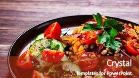  Presentation with farm to table leafy vegetables - Slide deck consisting of groats with lentils and vegetables background and a  colored foreground