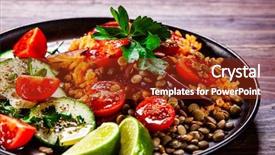  Presentation with lentils - Slide deck featuring groats with lentils and vegetables background and a tawny brown colored foreground