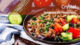  Presentation with leafy vegetables farm to table - Audience pleasing PPT layouts consisting of groats with lentils and vegetables backdrop and a  colored foreground