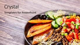  Presentation with lentils - Beautiful PPT layouts featuring groats with lentils and vegetables backdrop and a  colored foreground