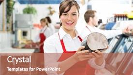  Presentation with butcher - PPT theme consisting of fresh pomegranate and pomegranate juice in a transparent glass with decor nutmeg and dried herbs on a dark background background and a tawny brown colored foreground