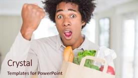  Presentation with generational african american culture and food - Slides with grocery - african american man holding groceries bag background and a lemonade colored foreground