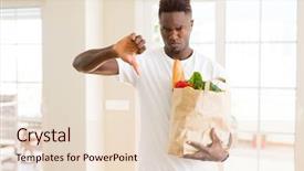  Presentation with paper bag - Slides with grocery - african american man holding paper bag background and a lemonade colored foreground