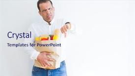  Presentation with negative - PPT layouts enhanced with grocery - middle age man holding groceries shopping background and a sky blue colored foreground