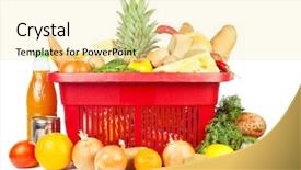  Presentation with grocery bag - Slides featuring grocery bag - many food and drinks background and a blonde colored foreground