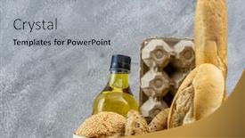  Presentation with vintage cooking - Beautiful slide set featuring grocery-bag-with-egg-cooking backdrop and a light gray colored foreground