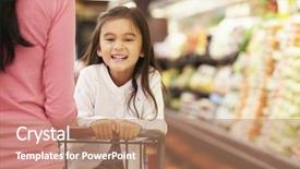  Presentation with supermarket trolley - Cool new presentation with grocery cart - close up of mother pushing backdrop and a coral colored foreground