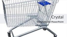  Presentation with shopping trolley - PPT theme having grocery cart - empty shopping trolley isolated background and a light gray colored foreground