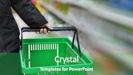  Presentation with market - Amazing slides having grocery cart - hand is taking the shopping backdrop and a shamrock green colored foreground