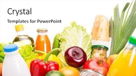  Presentation with grocery - Presentation featuring grocery cart - various fruits and vegetables food background and a white colored foreground