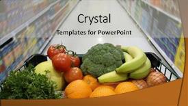  Presentation with go cart - Slides consisting of grocery cart filled with nutritious background and a light gray colored foreground