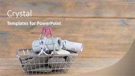  Presentation with grocery - Amazing PPT layouts having grocery-cart-full-of-cashand backdrop and a coral colored foreground