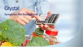  Presentation with grocery - Slides enhanced with grocery food and calculator background and a sky blue colored foreground