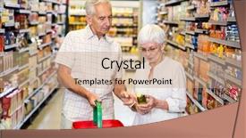  Presentation with senior couple - Cool new slide deck with grocery market - senior couple holding oil bottle backdrop and a coral colored foreground