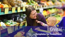  Presentation with mother baby - Theme with grocery shopping - mother and baby daughter background and a navy blue colored foreground