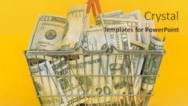  Presentation with grocery - Slide deck having grocery-shopping-basket-full background and a yellow colored foreground