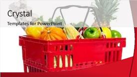  Presentation with grocery - Theme consisting of grocery shopping basket with food background and a white colored foreground