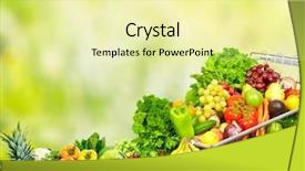  Presentation with grocery - Colorful PPT theme enhanced with grocery shopping cart backdrop and a blonde colored foreground