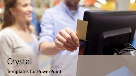  Presentation with consumerism - Slide deck having grocery store or supermarket self background and a mint green colored foreground