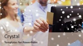  Presentation with grocery store - Beautiful slides featuring grocery store or supermarket self backdrop and a mint green colored foreground