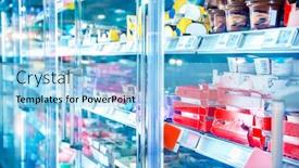  Presentation with grocery store - Colorful theme enhanced with grocery-store-refrigerator-with-various backdrop and a light blue colored foreground