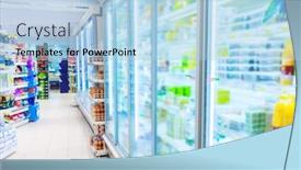  Presentation with grocery store - Audience pleasing presentation theme consisting of grocery-store-refrigerator-with-various backdrop and a light blue colored foreground