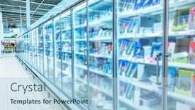  Presentation with grocery store - Slide deck featuring grocery-store-refrigerator-with-various background and a light blue colored foreground