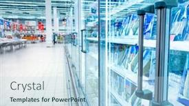  Presentation with grocery store - Colorful slides enhanced with grocery-store-refrigerator-with-various backdrop and a sky blue colored foreground