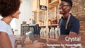 Presentation with contactless - Colorful presentation theme enhanced with grocery store using mobile backdrop and a coral colored foreground