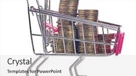  Presentation with grocery - Cool new slides with grocery trolley with golden coins backdrop and a  colored foreground