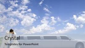  Presentation with bride - Presentation design featuring groom about limousine in wedding background and a light blue colored foreground