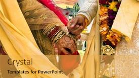  Presentation with hindu - Presentation theme having groom-and-bride-holding-hands background and a yellow colored foreground